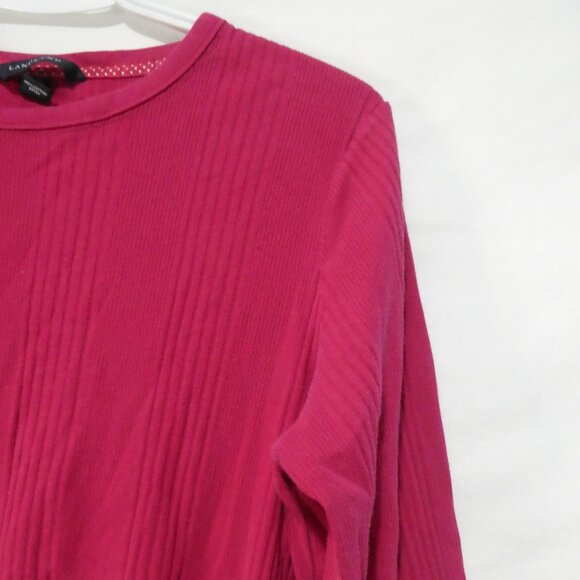 LAND'S END | medium (10-12) | Ribbed Pink Cotton Long Sleeve Pullover Shirt - Picture 5 of 16